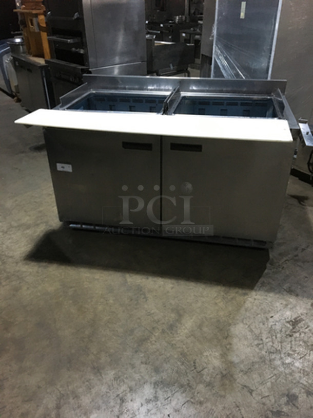 Delfield Refrigerated 60 Inch Mega Top Sandwich Prep Table! 115V 1 Phase! On Casters!