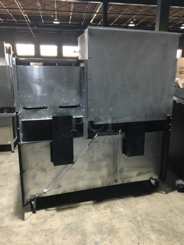 AMAZING! Garland Commercial 6 Burner Stove! With 2 Full Size Ovens Underneath! With Right Side Flat Griddle/Cheese Melter Combo! With Overhead Salamander! All Stainless Steel! On Casters! - Image 4 of 11