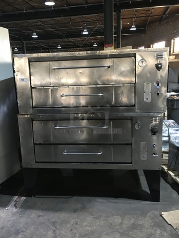 Bari Commercial Natural Gas Powered Double Deck Pizza Oven! All Stainless Steel! On Legs! 2 X Your Bid! Makes One Unit!