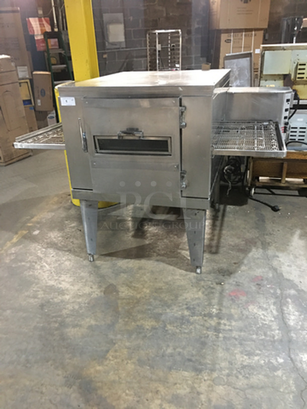 NICE! Blodgett Commercial Natural Gas Powered Conveyor Pizza Oven! All Stainless Steel! On Legs!