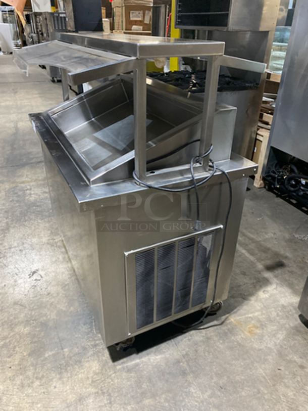 Delfield Commercial Cold Pan/Fresh Fish Display Case/Salad Bar Island/Sandwich Prep Combo! With Overhead Sneeze Guard! With 2 Storage Shelves! Model KCSC50NU! 115V 1Phase! On Casters! - Image 2 of 8