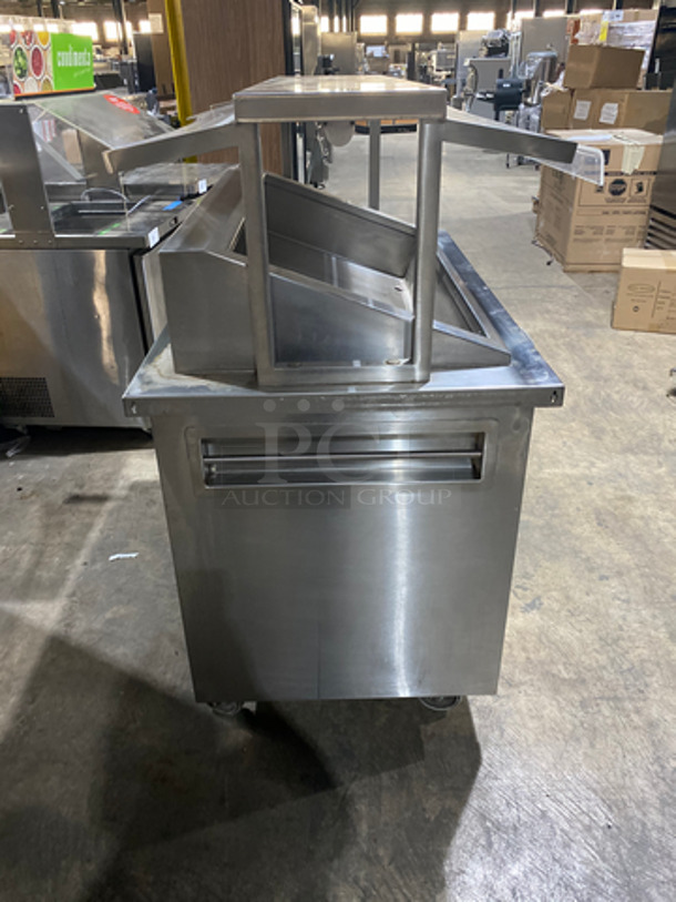 Delfield Commercial Cold Pan/Fresh Fish Display Case/Salad Bar Island/Sandwich Prep Combo! With Overhead Sneeze Guard! With 2 Storage Shelves! Model KCSC50NU! 115V 1Phase! On Casters! - Image 3 of 8