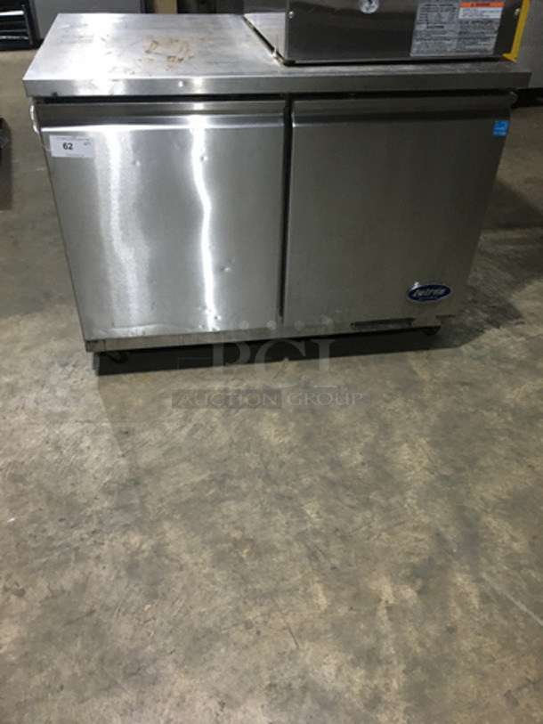 Entrée Commercial 2 Door Lowboy/Worktop Cooler! With Poly Coated Racks! All Stainless Steel! Model UR48Q Serial 1712ENTH99967! 115V 1Phase! On Casters! Not Tested!