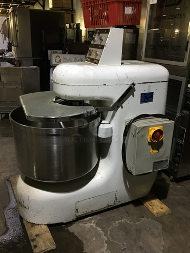 BMD Commercial Floor Style 2 Bag Spiral Mixer! Batch Capacity 100 Lbs.! With Stainless Steel Bowl! With Dough Hook!
 - Image 2 of 8
