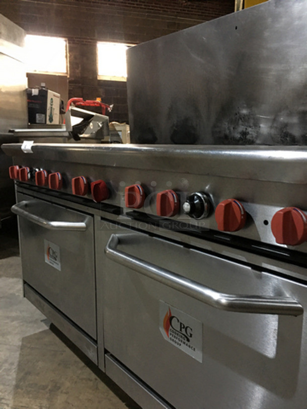 WOW! LATE MODEL! CPG Natural Gas Powered 10 Burner Commercial Range! With 2 Full Size Ovens Underneath! Model 60CPGV10B26N Serial 998491608010! On Commercial Casters! - Image 9 of 11