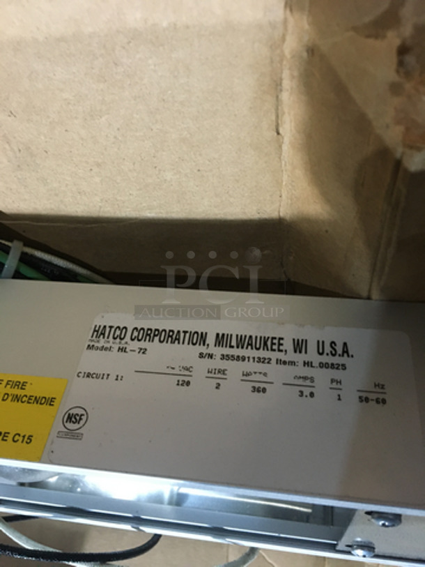 IN THE BOX! Hatco Commercial Heat Lamp Strip! Model HL72 Serial 3558911322! 120V 1Phase! - Image 4 of 6