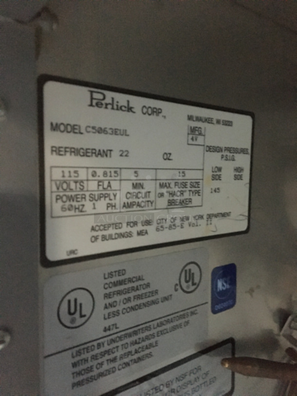 Perlick Commercial Bar Back Cooler Merchandiser! All Stainless Steel! Model C5063EUL! 115V 1Phase! - Image 8 of 9