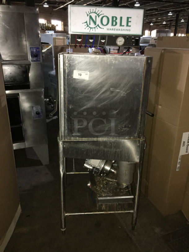 SWEET! Noble Commercial Floor Style Pass Through Dishwasher! All Stainless Steel! Model WAREFORCEIE Serial 17F335838! 115V 1Phase! On Legs! Working When Removed!
