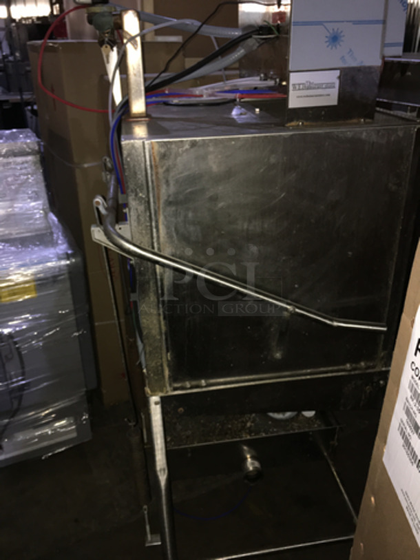 SWEET! Noble Commercial Floor Style Pass Through Dishwasher! All Stainless Steel! Model WAREFORCEIE Serial 17F335838! 115V 1Phase! On Legs! Working When Removed!
 - Image 3 of 8