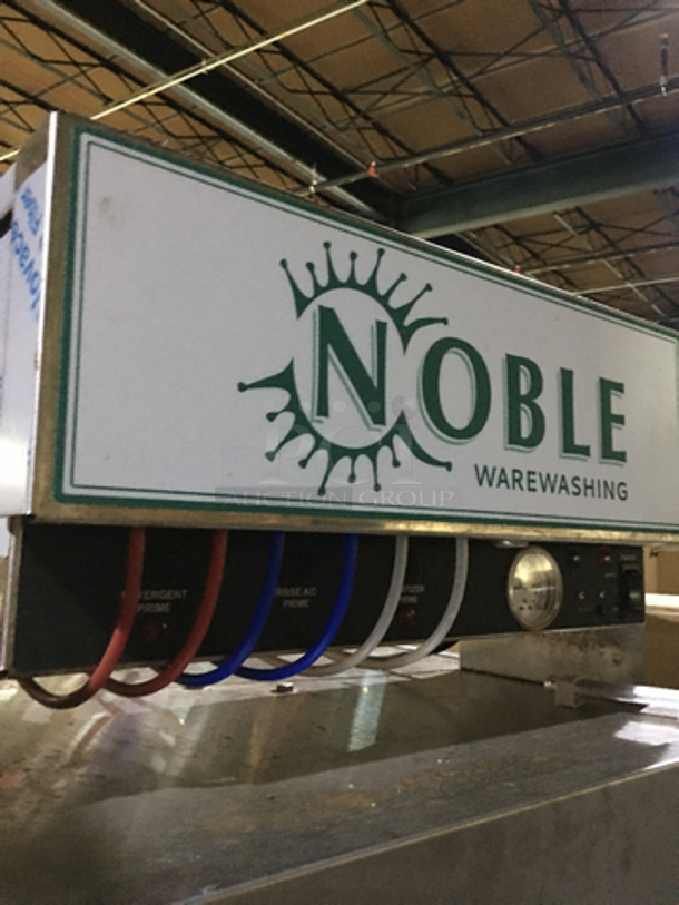 SWEET! Noble Commercial Floor Style Pass Through Dishwasher! All Stainless Steel! Model WAREFORCEIE Serial 17F335838! 115V 1Phase! On Legs! Working When Removed!
 - Image 6 of 8