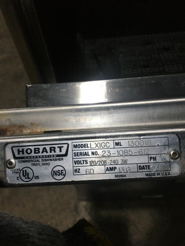 Hobart Commercial Under The Counter Dishwasher! All Stainless Steel! With Dish Rack! Model LXIGC Serial 231085612! 120/208/240V 1Phase! - Image 7 of 8
