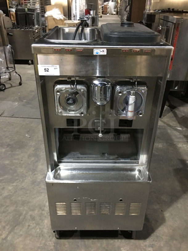 Taylor Commercial Floor Style 2 Flavor Frosty/Coolatta/Slushy Making Machine! With Milkshake Mixing Attachment! All Stainless Steel! Model 342D27 Serial M3052548! 208/230V 1Phase! On Commercial Casters! Not Tested!