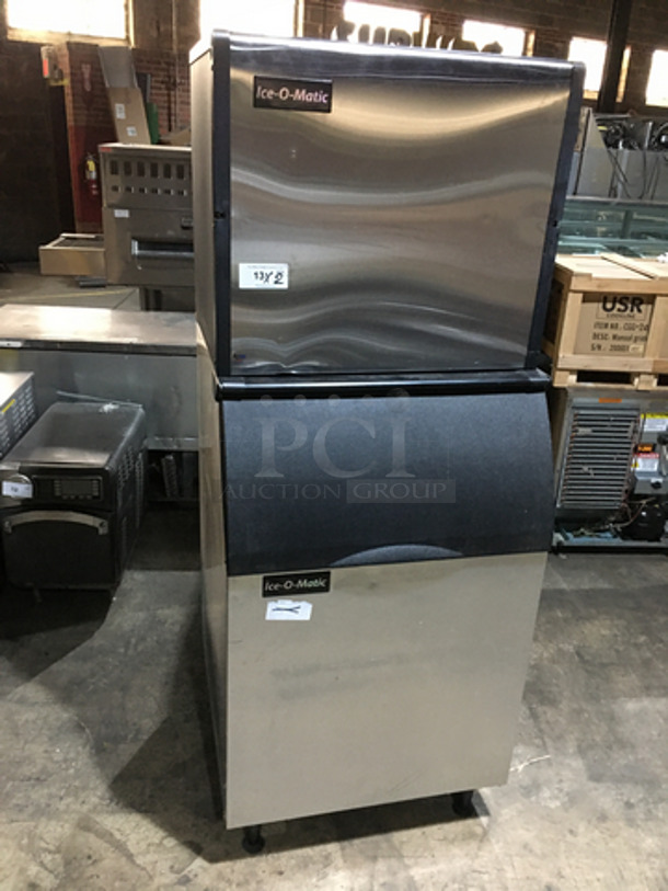 Ice-O-Matic Commercial Ice Machine! On Ice Bin! All Stainless Steel! Model ICE1006HW3 Serial 12061280014654! 208/230V 1Phase! On Ice! 2 X Your Bid! Makes One Unit!
