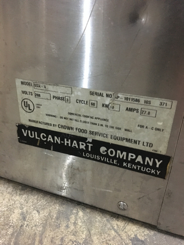 Vulcan Commercial Single Deck Electric Powered Convection Steamer! All Stainless Steel! Model VSX4 Serial AP101158610S371! 208V 3Phase! - Image 7 of 8