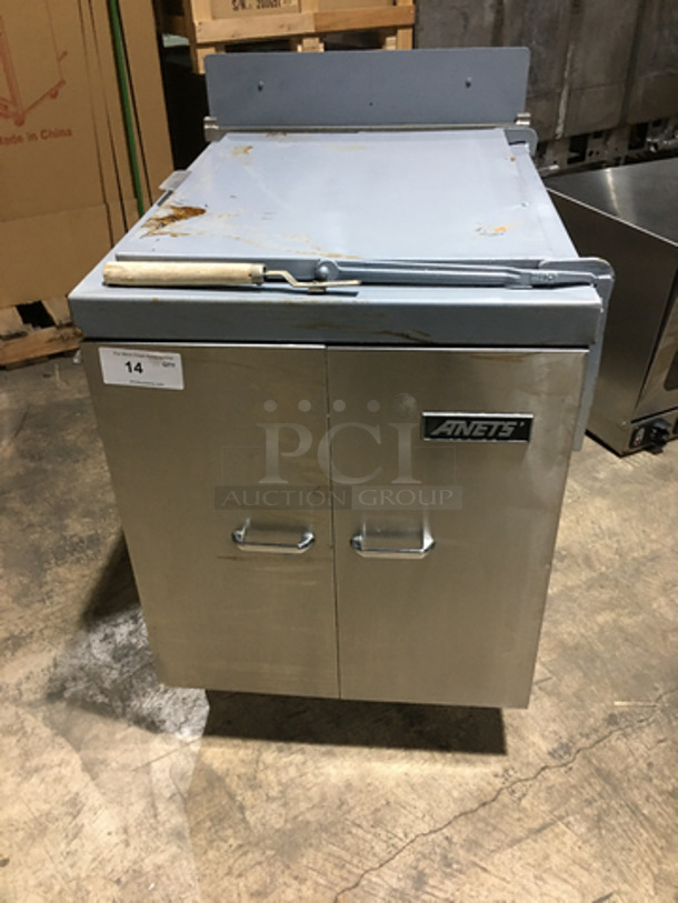 Anets Commercial Natural Gas Powered Donut Fryer! With Backsplash! All Stainless Steel! On Legs!  - Image 1 of 9