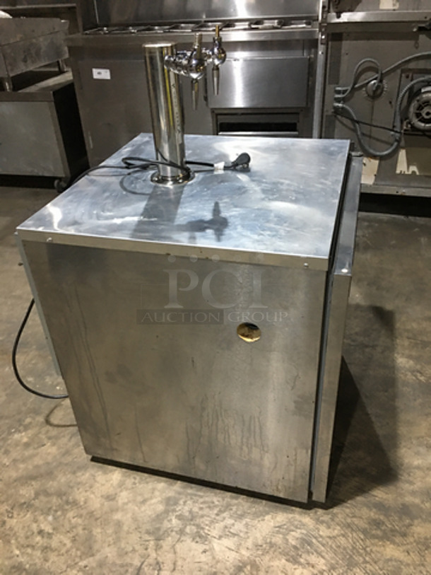 Delfield Commercial 2 Tap Kegerator! With Single Beer Tower! With Single Door Underneath Storage Space! All Stainless Steel! Model ND21RS00 Serial 1709152001692! 115V 1Phase! - Image 2 of 8
