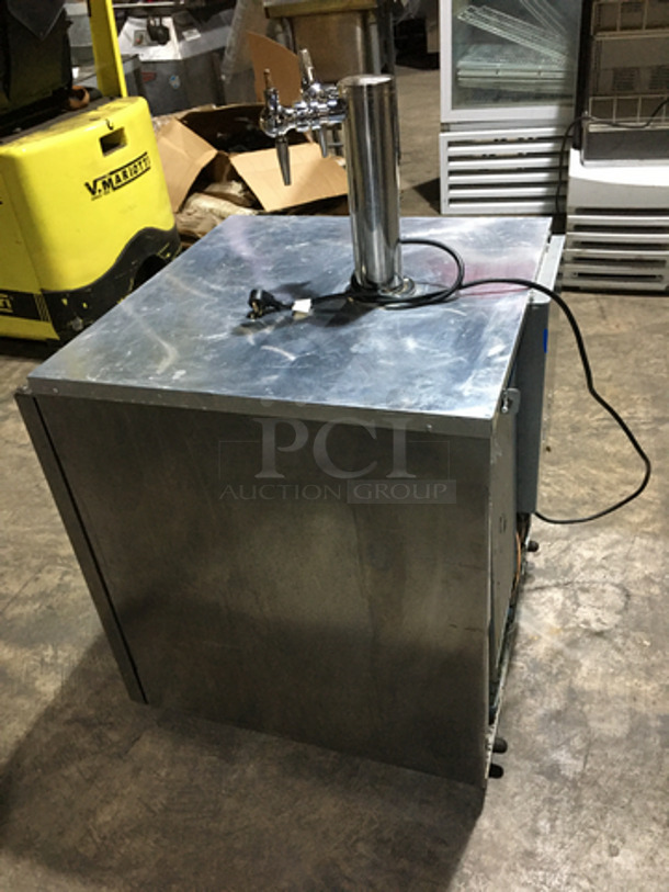 Delfield Commercial 2 Tap Kegerator! With Single Beer Tower! With Single Door Underneath Storage Space! All Stainless Steel! Model ND21RS00 Serial 1709152001692! 115V 1Phase! - Image 4 of 8