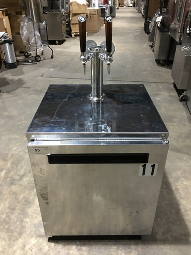 Delfield Commercial 2 Tap Kegerator! With Single Beer Tower! With Single Door Underneath Storage Space! All Stainless Steel! Model ND21TS00 Serial 1608152001208! 115V 1Phase! - Image 1 of 8