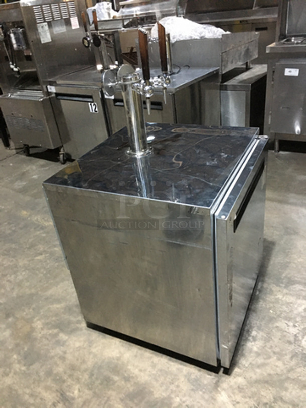 Delfield Commercial 2 Tap Kegerator! With Single Beer Tower! With Single Door Underneath Storage Space! All Stainless Steel! Model ND21TS00 Serial 1608152001208! 115V 1Phase! - Image 2 of 8