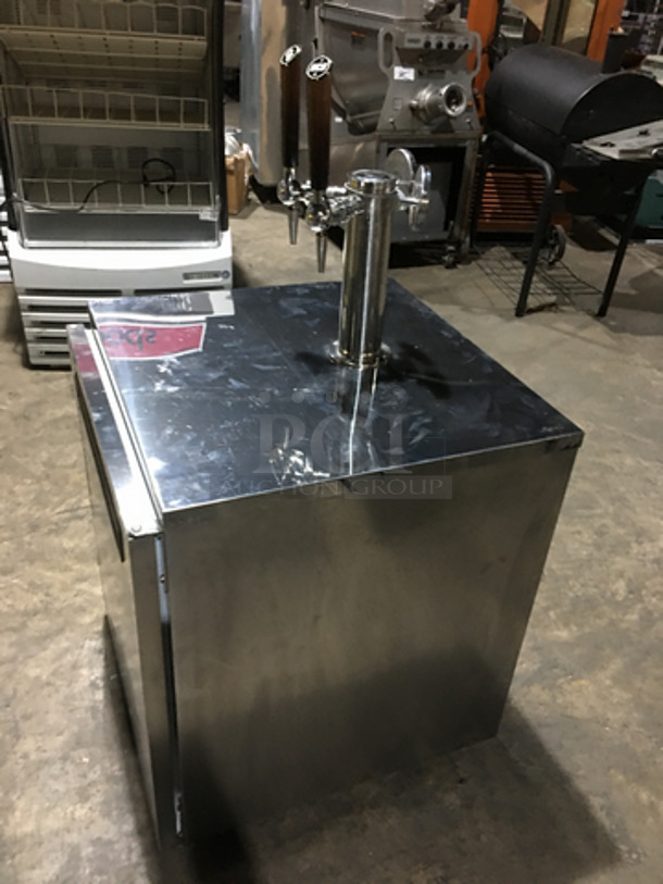 Delfield Commercial 2 Tap Kegerator! With Single Beer Tower! With Single Door Underneath Storage Space! All Stainless Steel! Model ND21TS00 Serial 1608152001208! 115V 1Phase! - Image 4 of 8