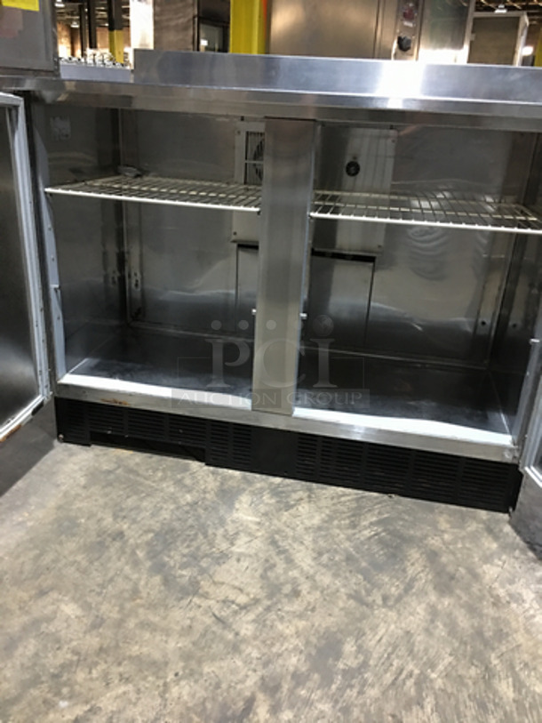 Duke Commercial Work/Prep Top Low Boy Cooler! With 2 Doors Underneath Storage Space! With Poly Coated Racks! With Backsplash! Model RUF48 Serial 11031461! 120V 1Phase! - Image 7 of 9