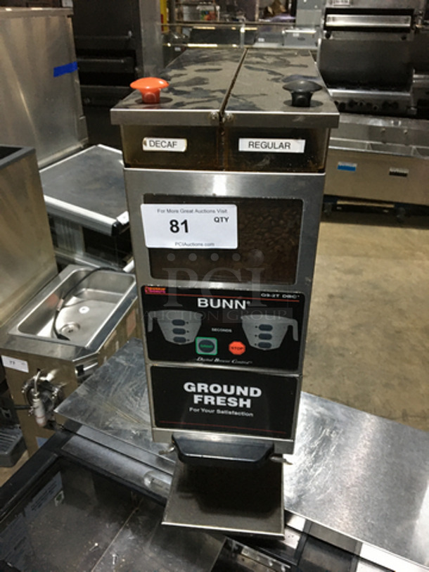 Bunn Commercial Countertop Coffee Bean Grinder! All Stainless Steel! Model G92TDBC Serial G900070410! 120V 1Phase!
