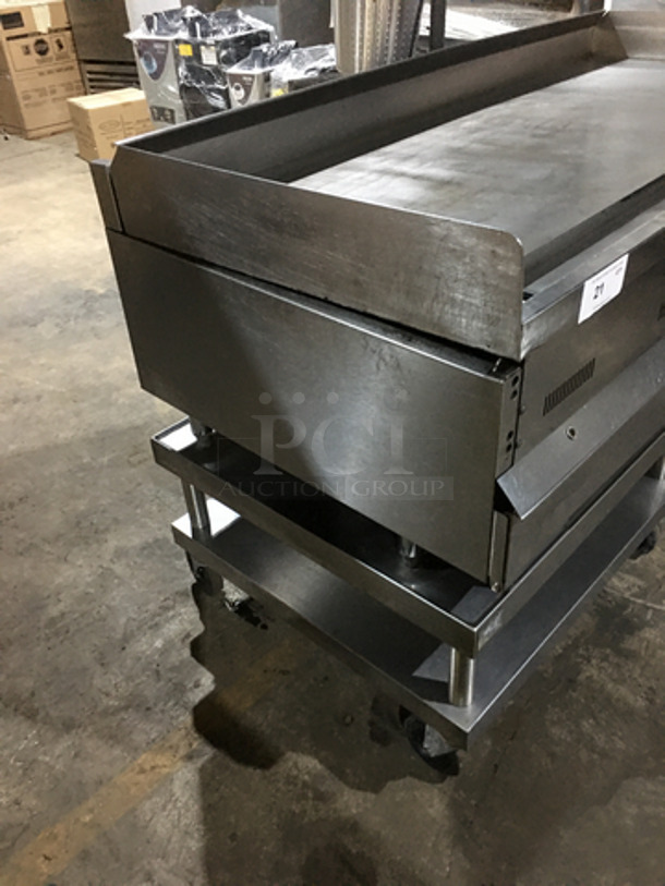 WOW! Wolf Commercial Heavy Duty Natural Gas Powered Flat Griddle! With Back & Side Splashes! With Underneath Storage Space! All Stainless Steel! On Casters! - Image 2 of 10