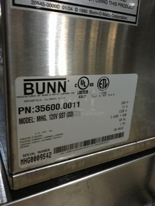 Nice! Bunn Dunkin Donuts Edition Dual Hopper Coffee Bean Grinder! Model MHG Serial MHG009542! 120V 1 Phase! - Image 5 of 8