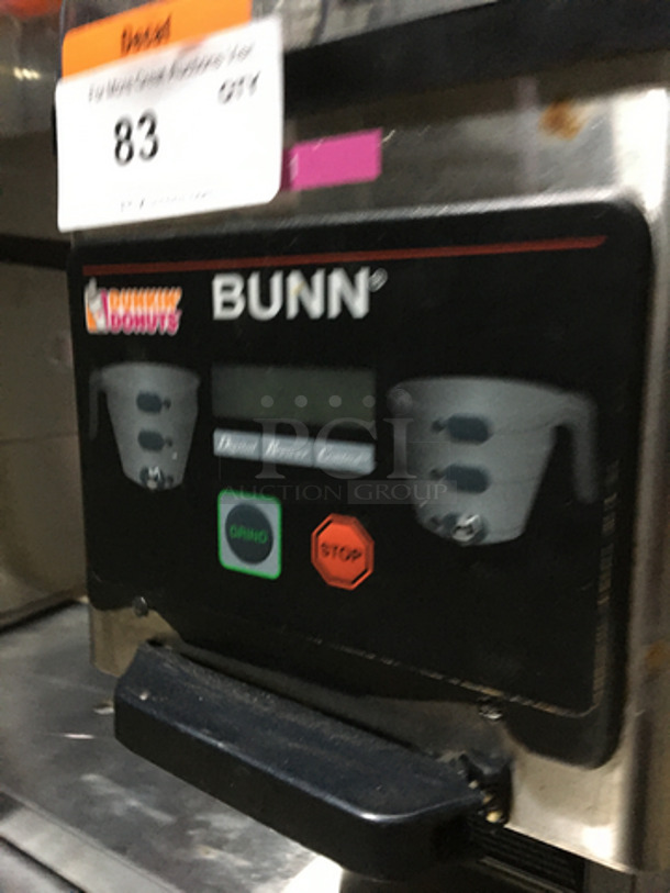 Nice! Bunn Dunkin Donuts Edition Dual Hopper Coffee Bean Grinder! Model MHG Serial MHG009542! 120V 1 Phase! - Image 7 of 8