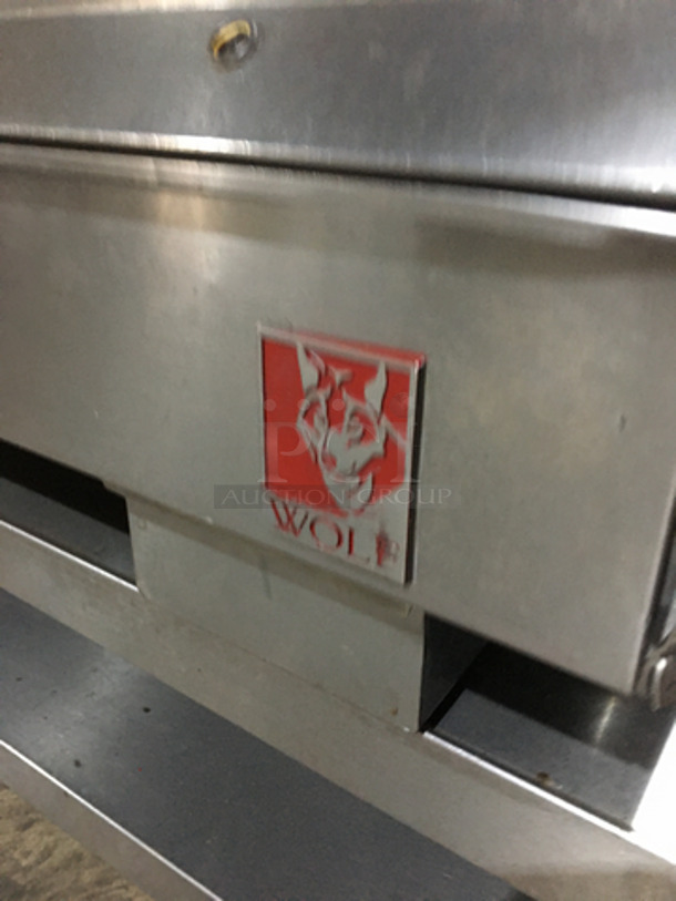 WOW! Wolf Commercial Heavy Duty Natural Gas Powered Flat Griddle! With Back & Side Splashes! With Underneath Storage Space! All Stainless Steel! On Casters! - Image 8 of 10