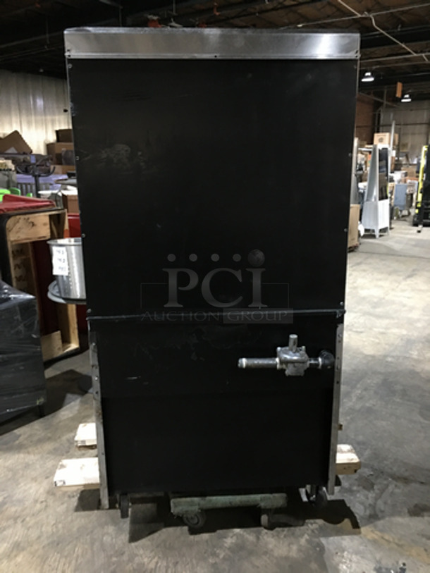 Montague Commercial Natural Gas Powered 6 Burner Stove! With Underneath Storage Space! With Overhead Salamander! All Stainless Steel! On Casters!  - Image 3 of 12