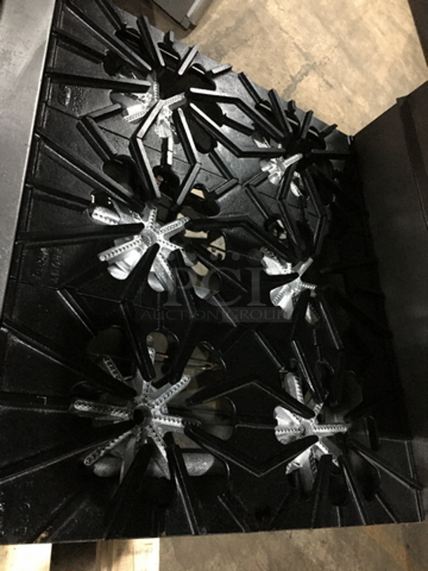 Montague Commercial Natural Gas Powered 6 Burner Stove! With Underneath Storage Space! With Overhead Salamander! All Stainless Steel! On Casters!  - Image 5 of 12