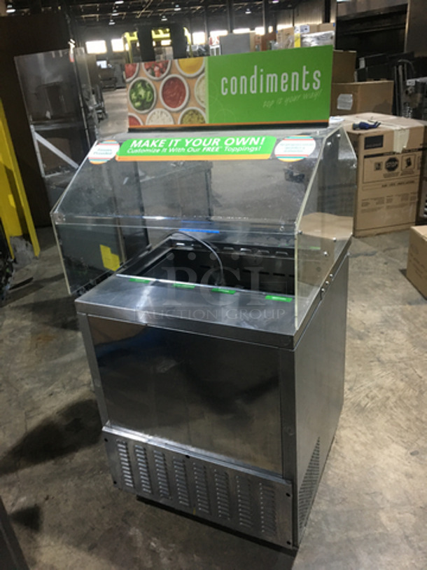 Nice! Turbo Air Refrigerated Salad Bar Island! With Sneeze Guard! With Underneath Storage Space! Model MST28711S Serial KMS299Y007! 115V 1 Phase! On Commercial Casters! - Image 3 of 9