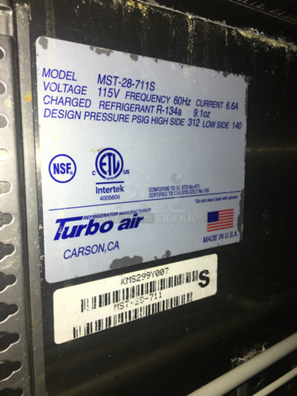 Nice! Turbo Air Refrigerated Salad Bar Island! With Sneeze Guard! With Underneath Storage Space! Model MST28711S Serial KMS299Y007! 115V 1 Phase! On Commercial Casters! - Image 8 of 9