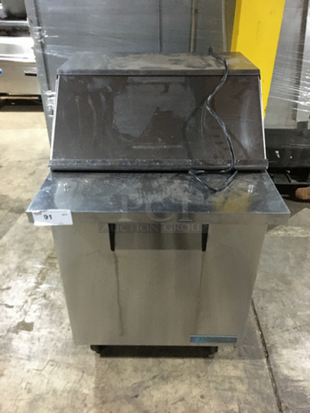 True Commercial Refrigerated Sandwich Prep Table! With Underneath Storage Space! Model TSSU2712MC Serial 9285998! 115V 1Phase! On Commercial Casters! Not Tested!