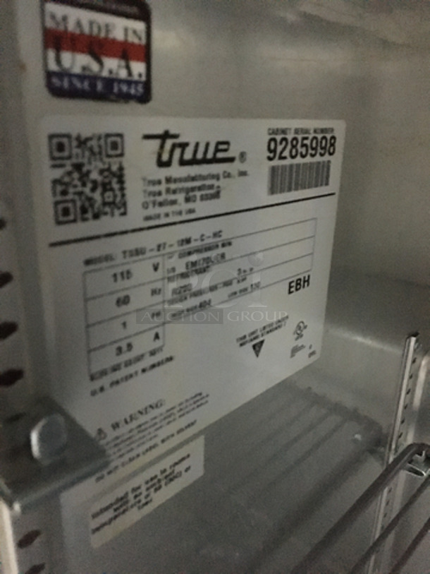 True Commercial Refrigerated Sandwich Prep Table! With Underneath Storage Space! Model TSSU2712MC Serial 9285998! 115V 1Phase! On Commercial Casters! Not Tested! - Image 7 of 9