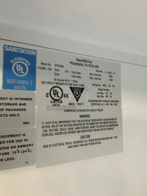 McCray Commercial 3 Door Reach In Cooler Merchandiser! With Poly Coated Racks! Model GF75LBM Serial 113051710! 115/208/230V 1Phase! Not Tested! - Image 8 of 9