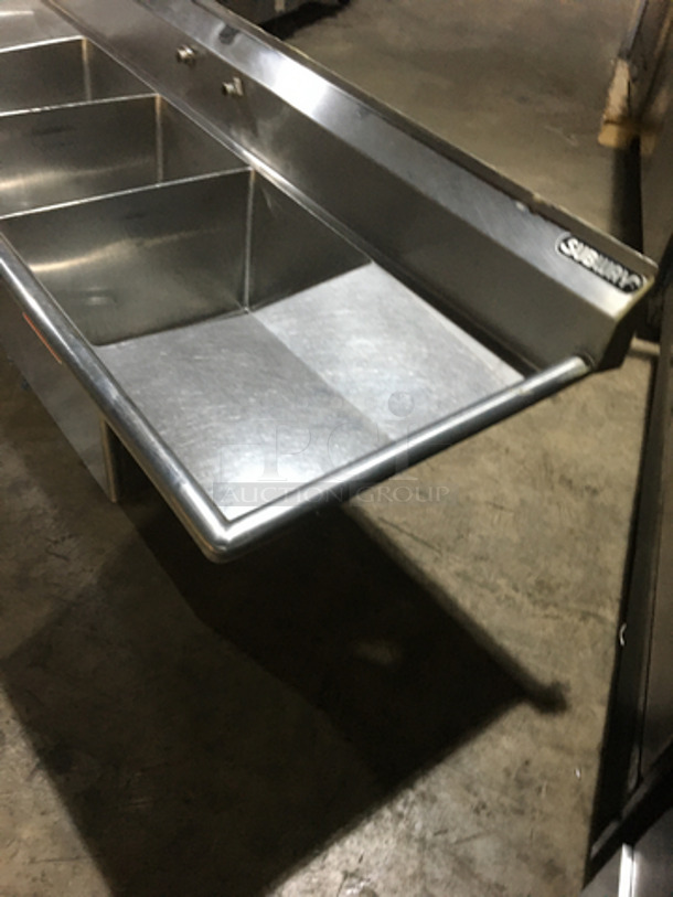 Duke Commercial 3 Compartment Sink! With Left & Right Side Draining Boards! With Backsplash! All Stainless Steel! - Image 2 of 7