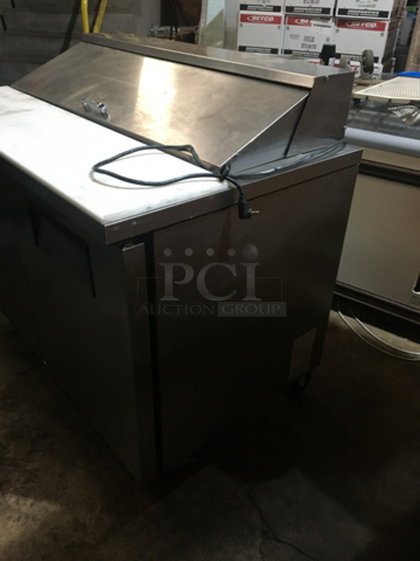 True Commercial Refrigerated Sandwich Prep Table! With 2 Door Underneath Storage Space! All Stainless Steel! Model TSSU4812 Serial 13941123! 115V 1Phase! On Commercial Casters!
 - Image 2 of 11