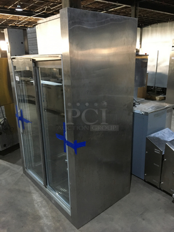 Traulsen Commercial 2 Sliding Door Reach In Cooler Merchandiser! All Stainless Steel! Model RHT232WUTFHL Serial T0257502DD! 115V 1Phase! Not Tested! - Image 2 of 9