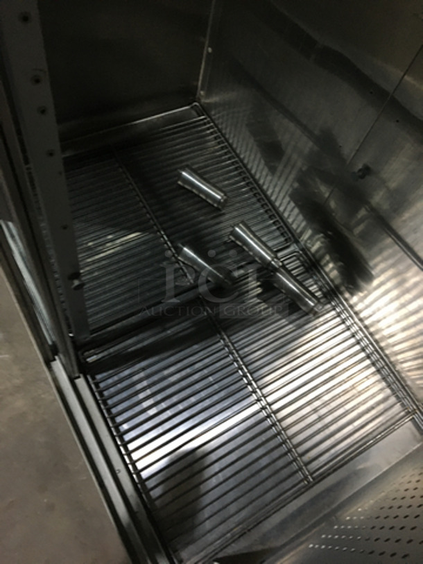 Traulsen Commercial 2 Sliding Door Reach In Cooler Merchandiser! All Stainless Steel! Model RHT232WUTFHL Serial T0257502DD! 115V 1Phase! Not Tested! - Image 5 of 9