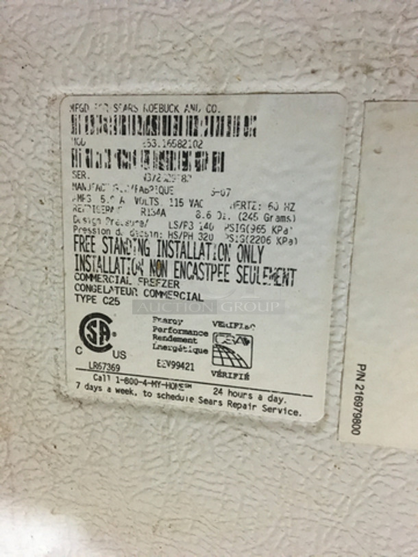 Kenmore Commercial Reach Down Chest Freezer! 115V! Working! - Image 7 of 8