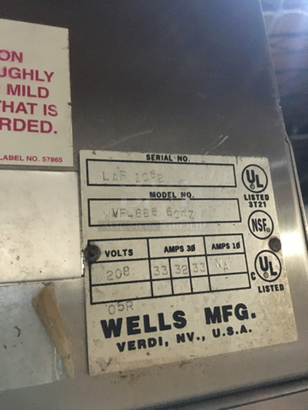 AMAZING! Wells Commercial Electric Powered Flat Griddle! With Ventless Hood! All Stainless Steel! Model WVF886 Serial LAR1062! 208V! On Casters! - Image 8 of 9