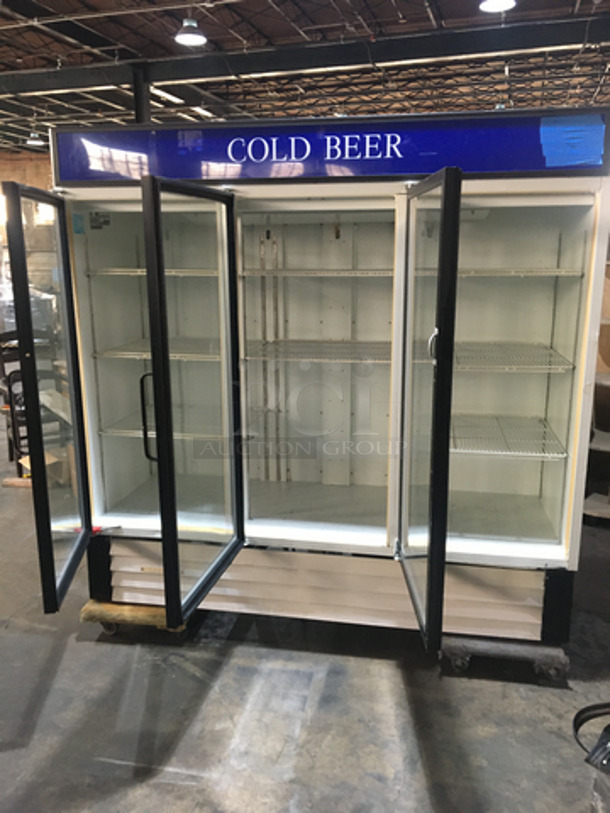 Hussmann Commercial 3 Door Reach In Refrigerator Merchandiser! With Poly Coated Racks! Model RR0721G41 Serial 95B32210! 115V 1Phase! - Image 5 of 9