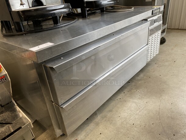 Continental Stainless Steel Commercial 2 Drawer Chef Base on Commercial Casters. 60x34x26. Tested and Working! - Image 4 of 4