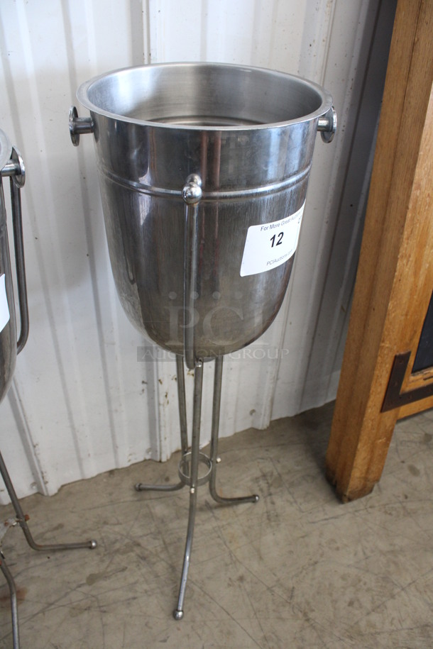 Metal Champagne Bucket on Metal Stand. Missing 1 Screw. 11x11x31