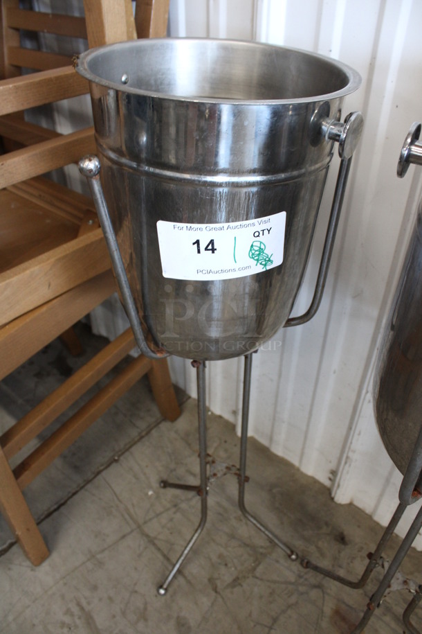 Metal Champagne Bucket on Metal Stand. 11x11x31 - Image 2 of 3