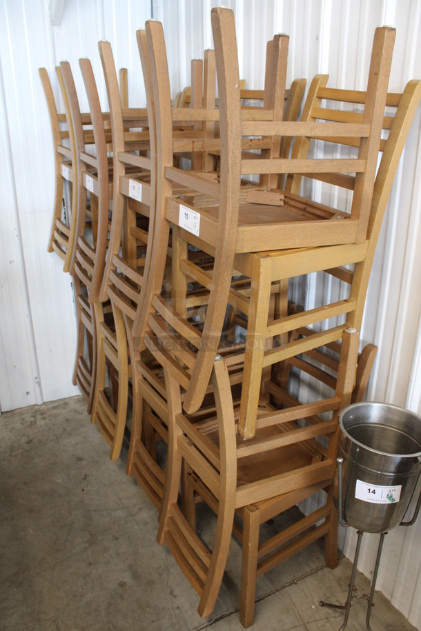 4 Wooden Dining Chairs w/ Horizontal Back Rest Bars. Stock Picture - Cosmetic Condition May Vary. 14x16x32. 4 Times Your Bid! - Image 5 of 5