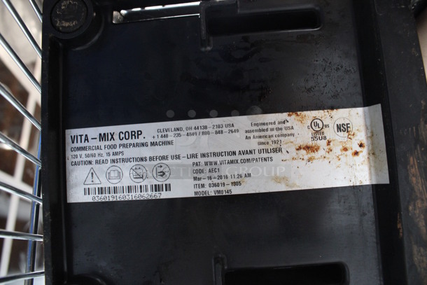 Vita-Mix Model VM0145 Metal Commercial Countertop Blender w/ Poly Pitcher and Dome Cover. 120 Volts, 1 Phase. 8x10x18. Tested and Working! - Image 4 of 5