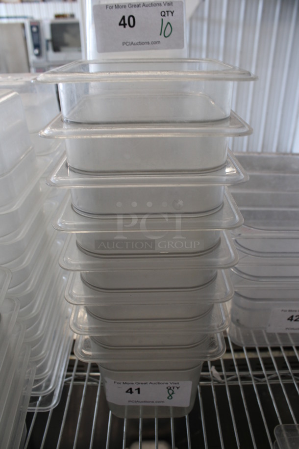 8 Cambro Clear Poly 1/6 Size Drop In Bins. 1/6x6. 8 Times Your Bid!